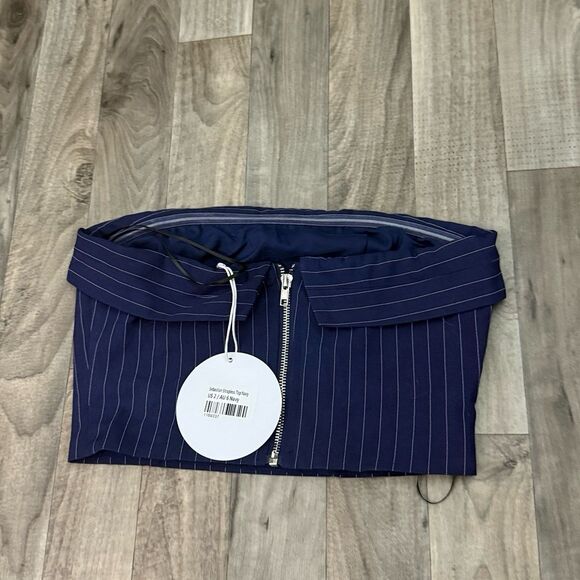 Princess Polly navy pinstriped Sebastian tube top - Picture 6 of 7